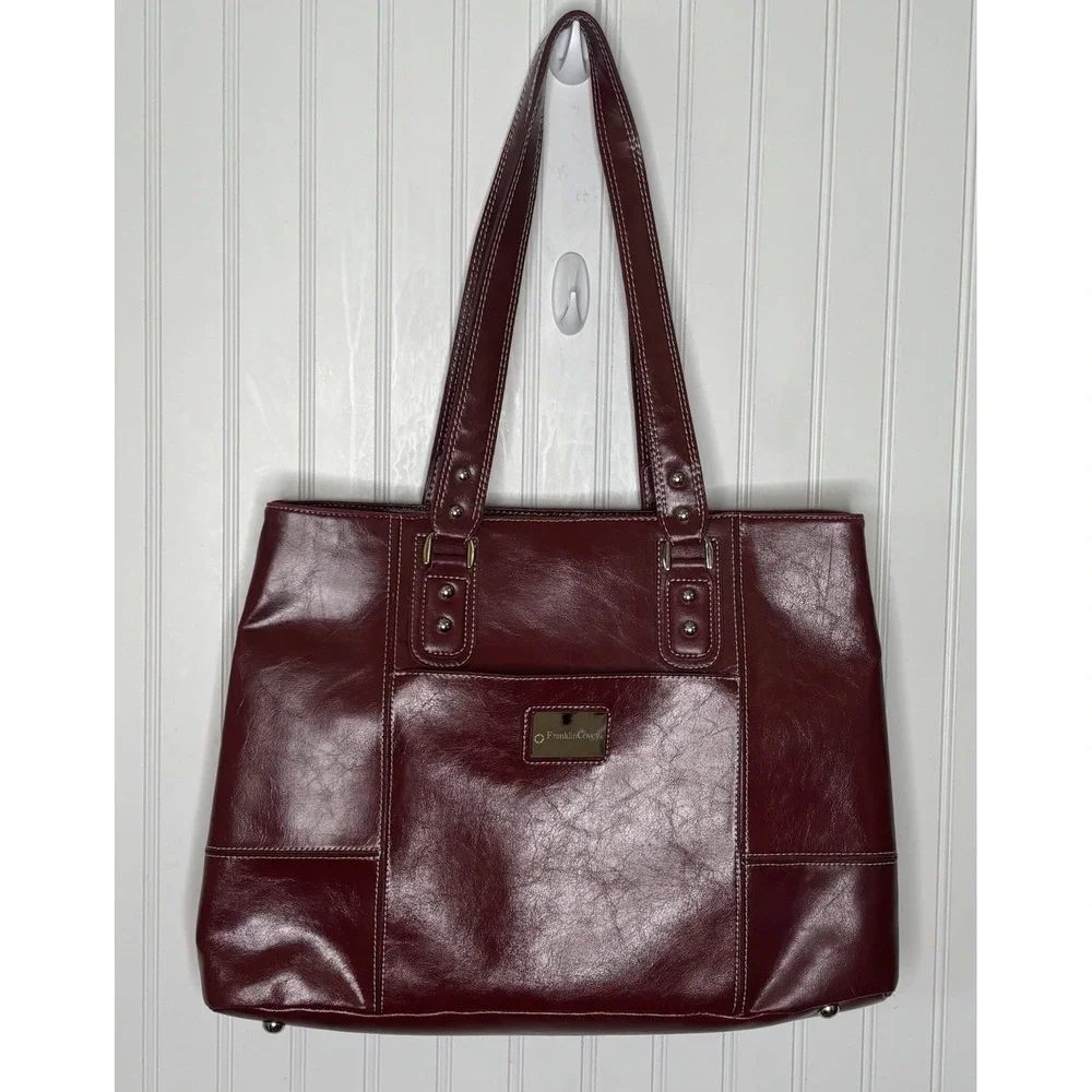Franklin Covey Shoulder Bag Tote Burgundy Lap Top Multi-Compartment Career Work
